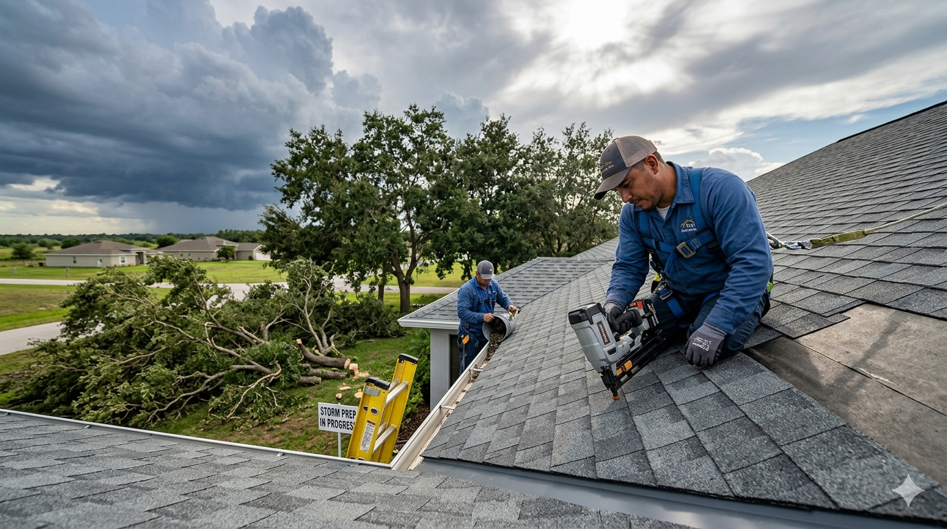 Roofers doing Storm prep in Auburndale and Winter Haven, Florida